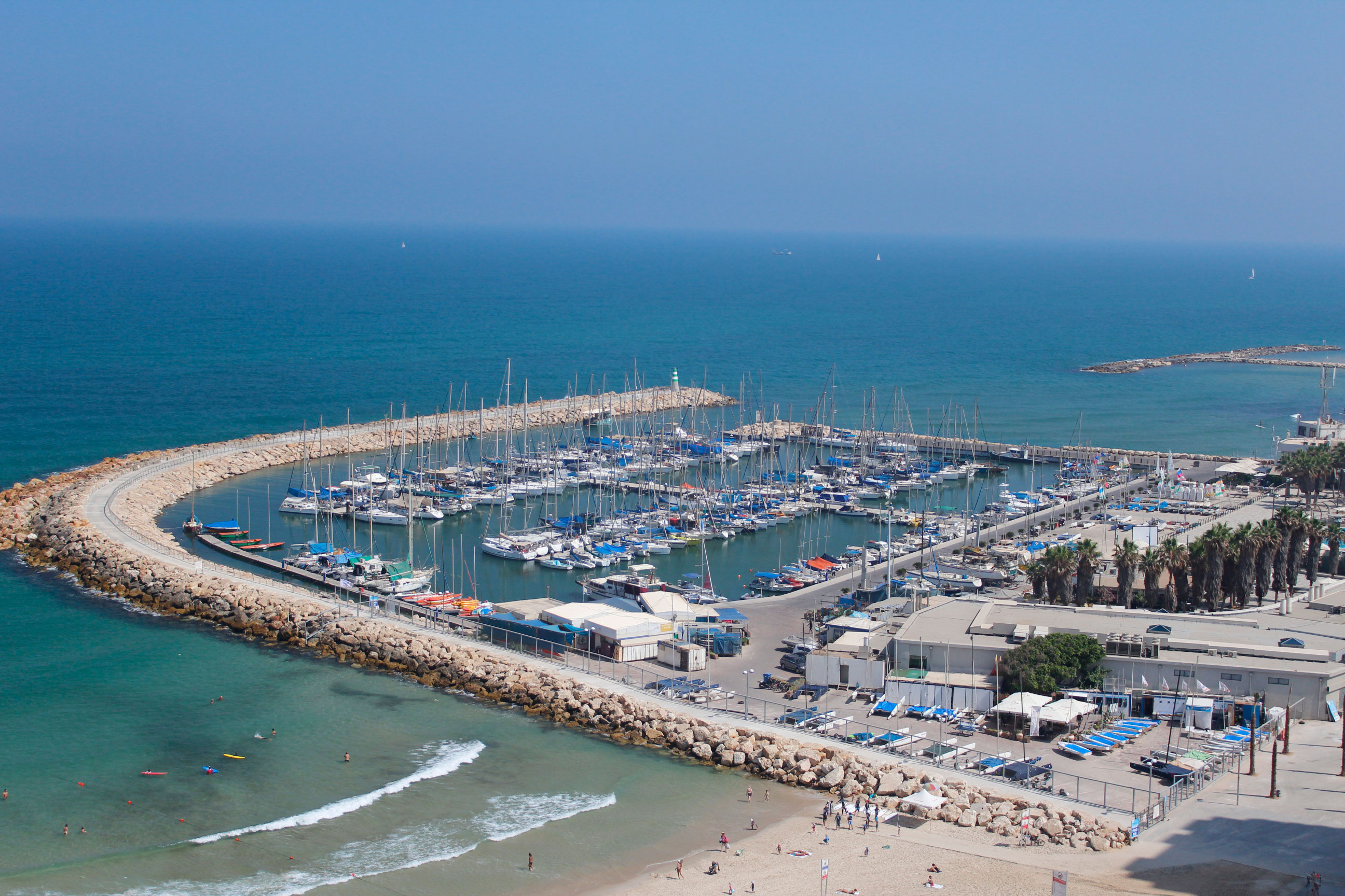birds eye view of Tel Aviv marina