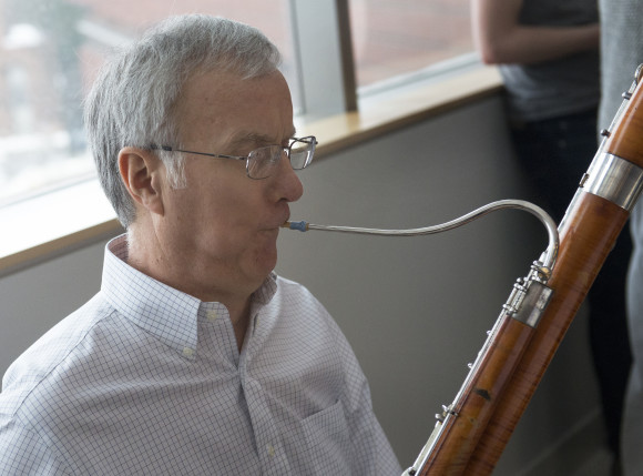 Daryl Durban playing the bassoon during a performance by the Pennsylvania Quintet at the Jan. 26 Millennium Cafe.